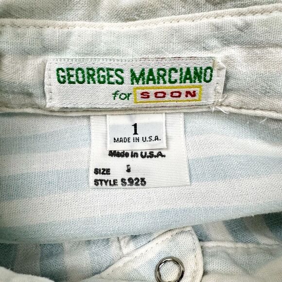 Georges Marciano for SOON Denim Striped Shirt Size 1 Made In USA Vintage 80s 90s - Picture 3 of 7